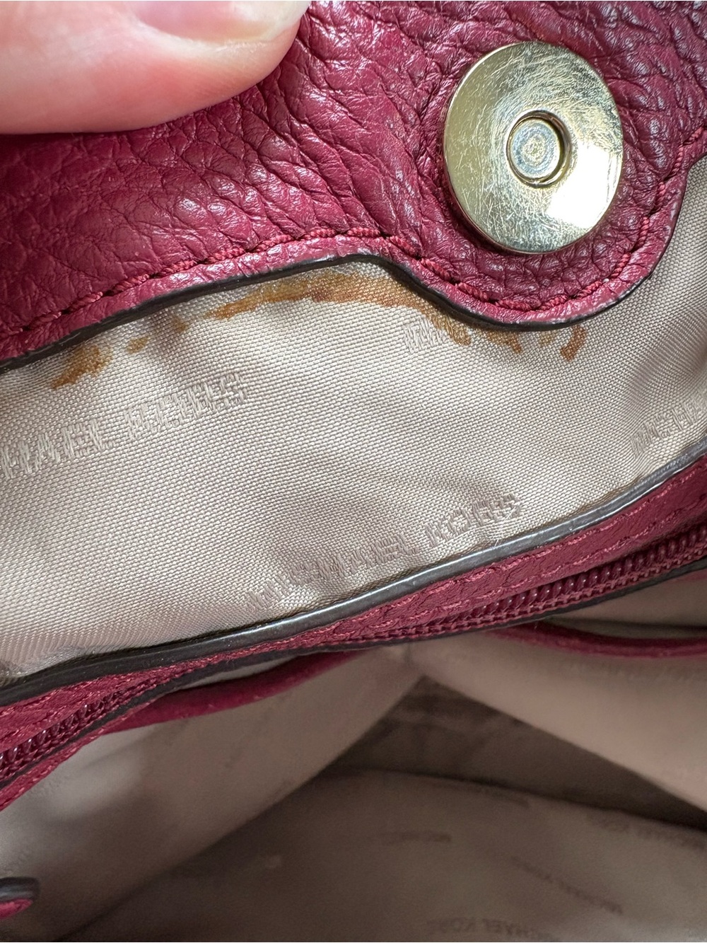 AUTHENTIC Michael Kors Maroon Pebble Leather Shoulder Bag - Picture 5 of 6